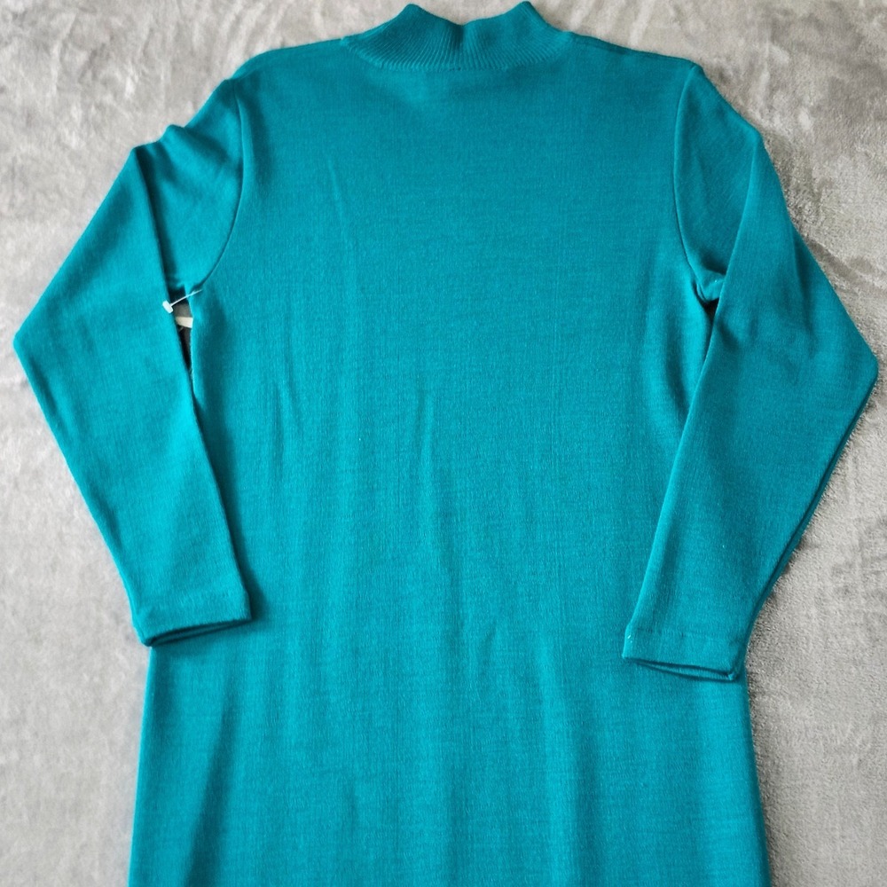 VTG I.K.C. Green Italian Orlandi Wool Blend Mock Neck Knit Sweater Dress M‎ New - Picture 15 of 16